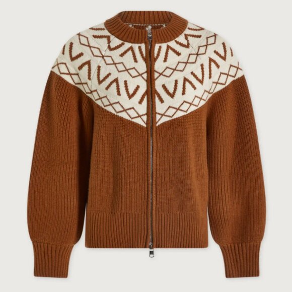 Varley Sweaters - Varley Alys Fair Isle Knit Jacket Roasted Pecan M